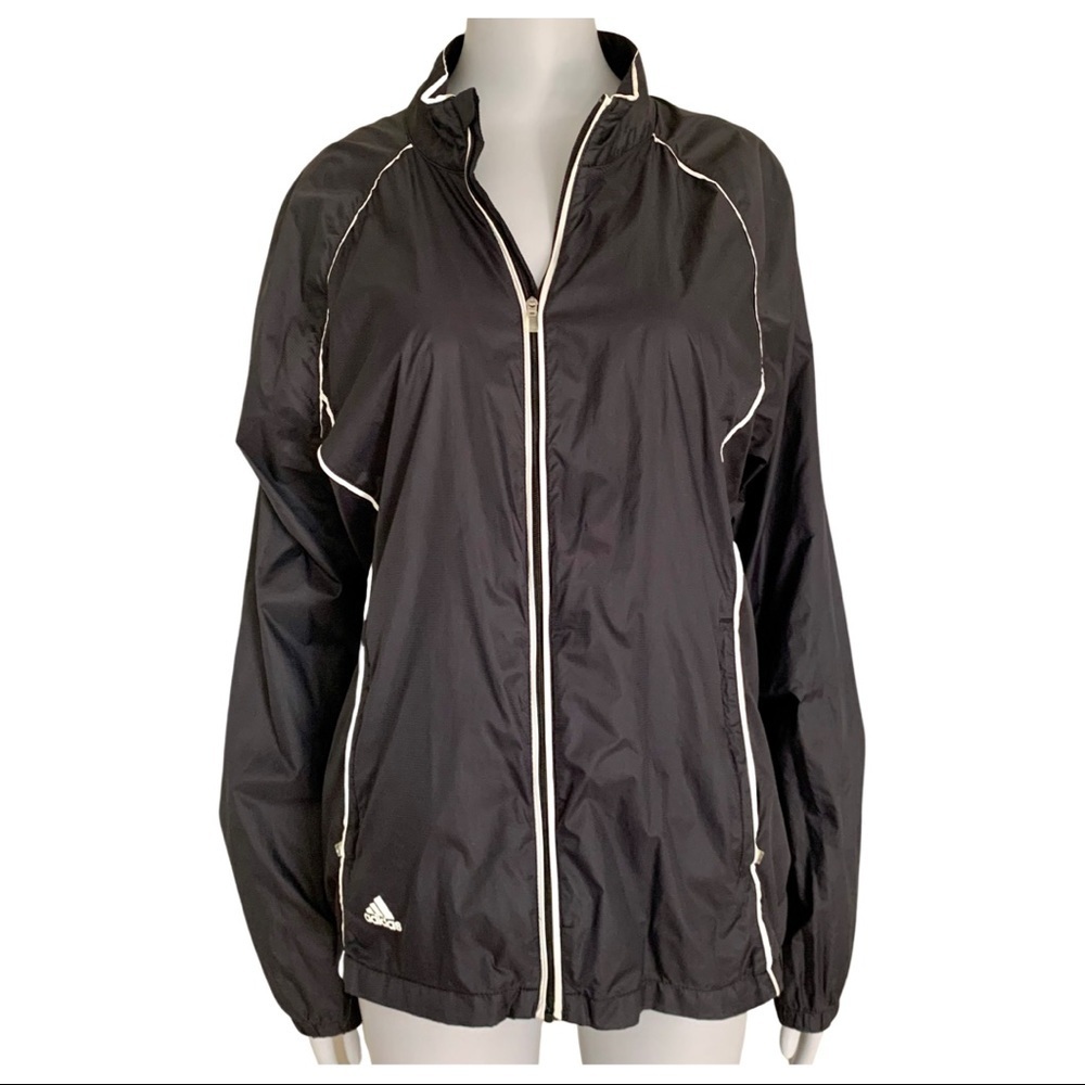 ADIDAS Golf Climaproof Windbreaker Jacket Lightweight Nylon Full Zip Black